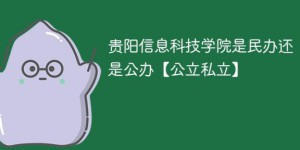 贵阳信息科技学院是民办还是公办学校【是本科还是专科】