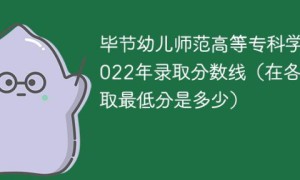 毕节幼儿师范高等专科学校2022年各省录取分数线一览表「最低分+最低位次+省控线」